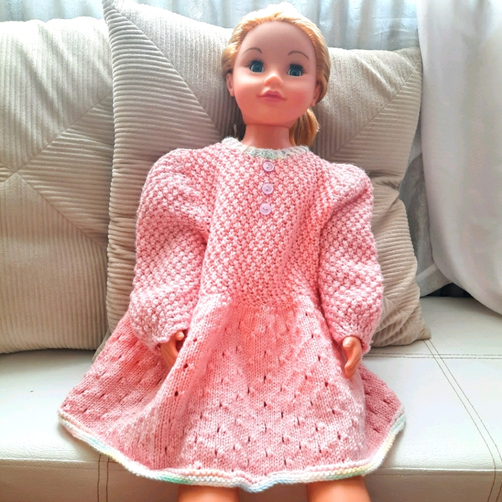 Prairie Baby Dress Puffed Sleeves Bubblegum Pink